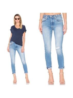 Levi’s 501 Distressed High Waisted Skinny Jeans in Post Modern Blues